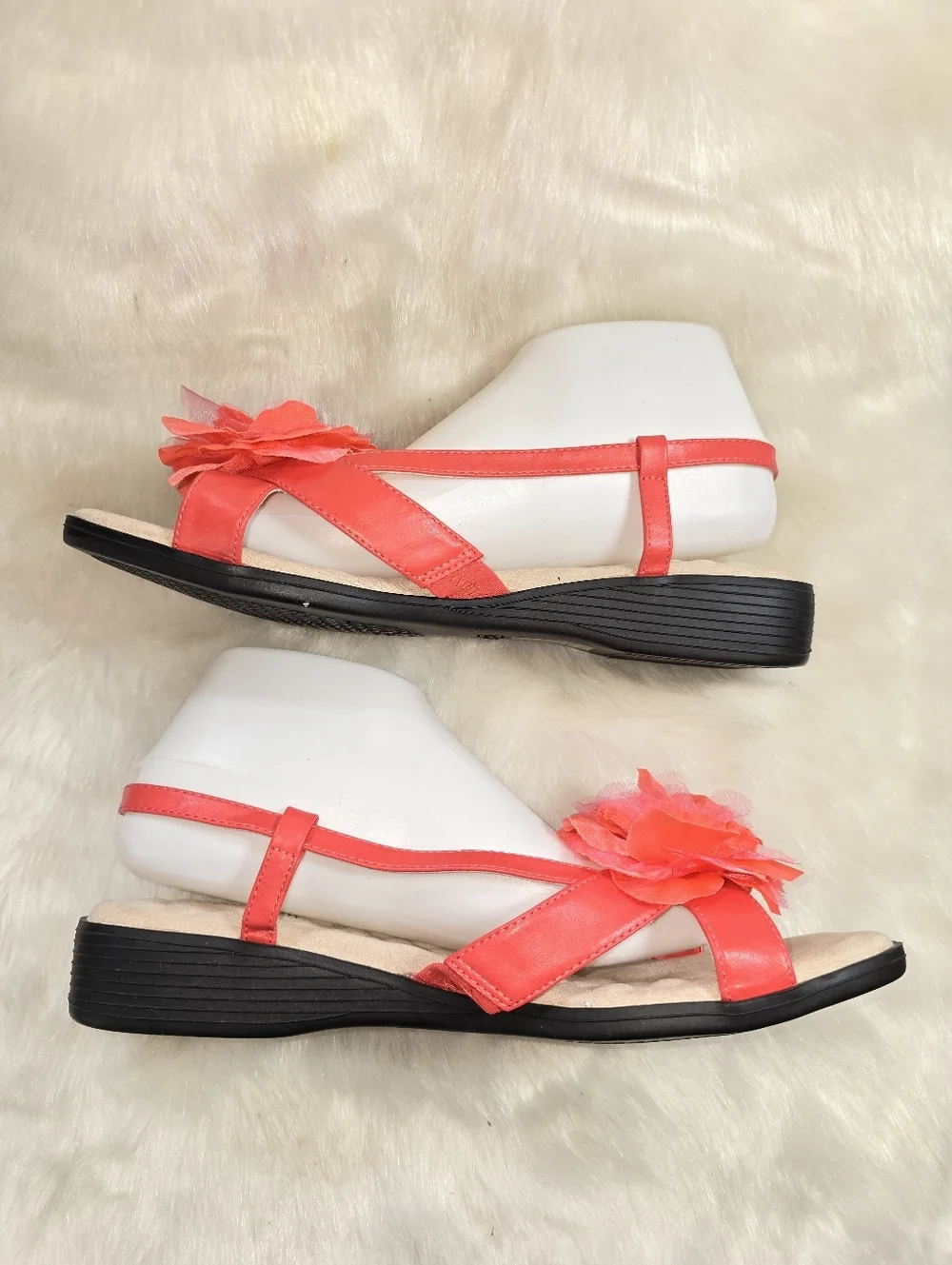 Comfortview Eve Womens Coral Flower Slingback Sandals - Picture 4 of 11